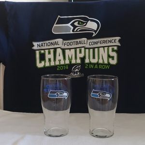 Set of 2 Seattle Seahawks & Bud Light Glasses